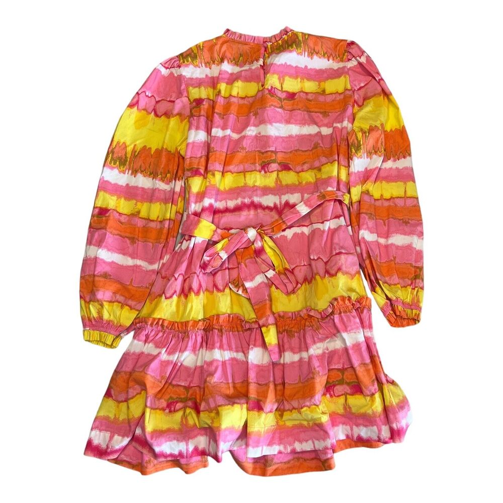 Scoop Tiered Mini Dress Medium (8-10) Peasant Ruffle Tie Die Stripe Boho - Picture 3 of 5